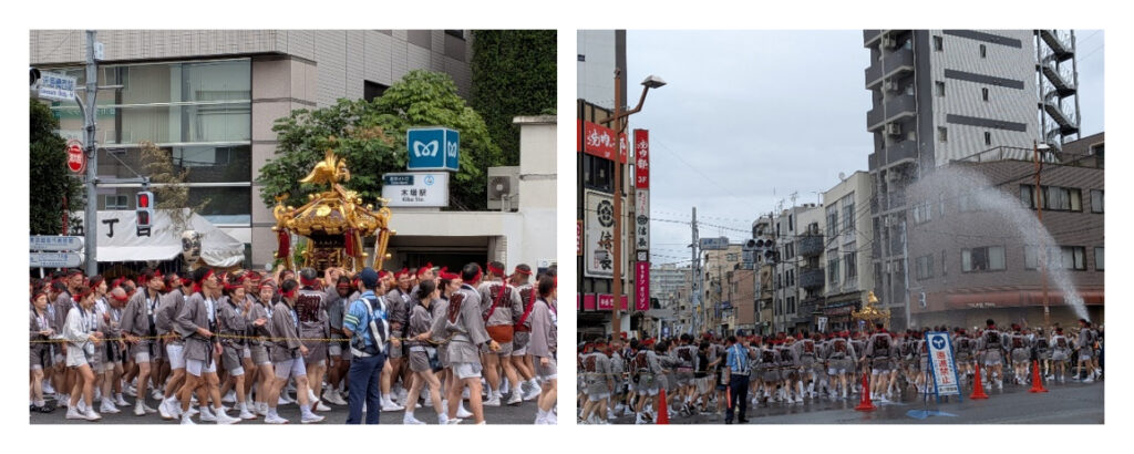 東西線木場駅前の〝神輿もみ〟